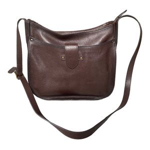 Frye Olivia Large Brown Leather Crossbody Adjustable Saddle Bag Purse